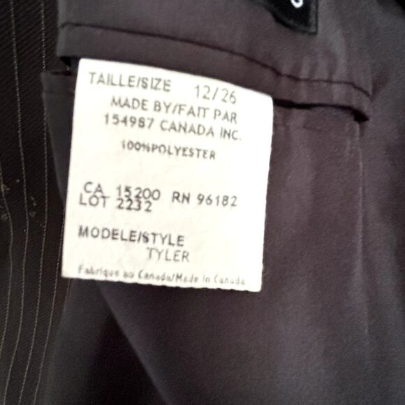 Perry Ellis Portfolio Boys Sz 12 Pinstripe Black Suit Jacket 3 Button Blazer - Picture 8 of 13